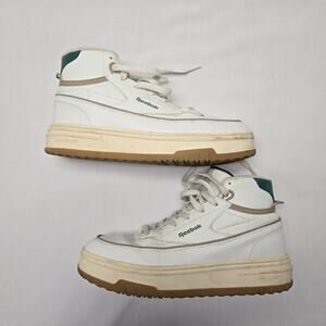 Reebok Club C Geo Mid Sneakers White Green Leather Retro Size 10 Trainers